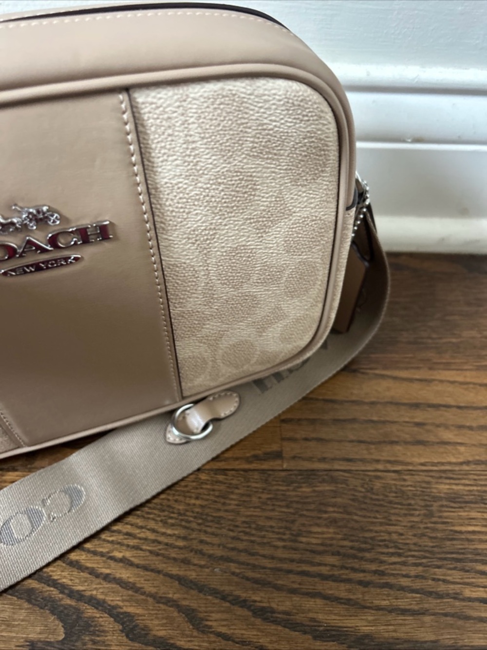 NWT Coach Jamie Camera Bag Siganture Canvas With Stripe CZ185 Sand/Taupe Stripe - Picture 6 of 13